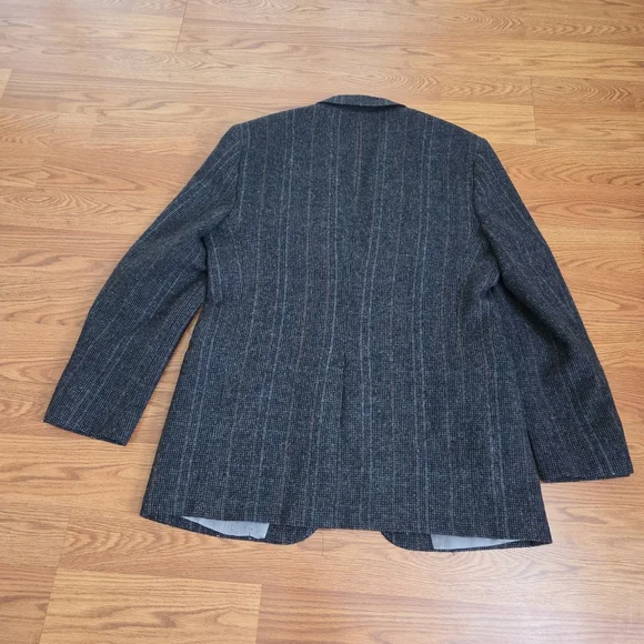 VTG 70s Centura The Broadway Wool Gray Houndstooth Blazer Sport Coat Jacket, 42R - Picture 14 of 16